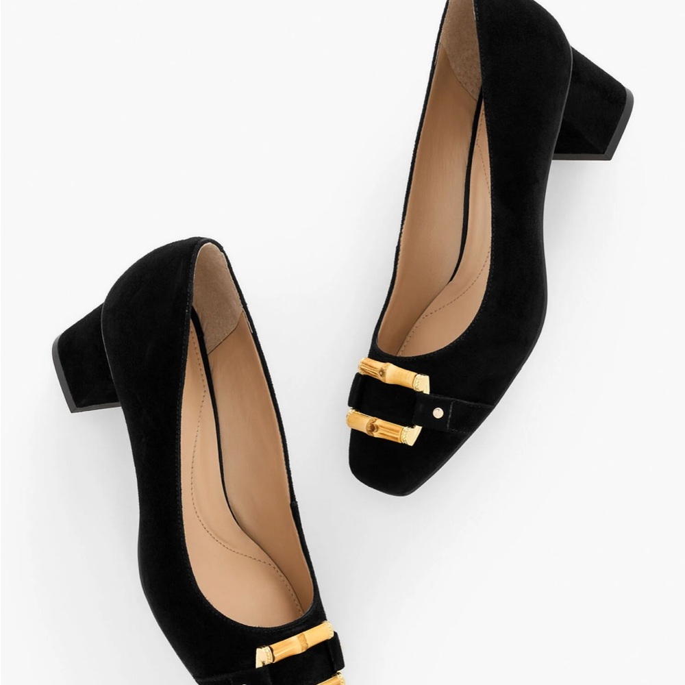 New in Box TALBOTS BLACK CARLYE BAMBOO PUMPS - Size 8.5